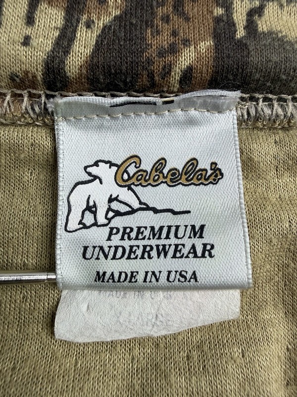 Vtg Cabelas Camo Henley Base Layer Shirt Heavyweight Hunting USA Made 80s 90s XL gallery