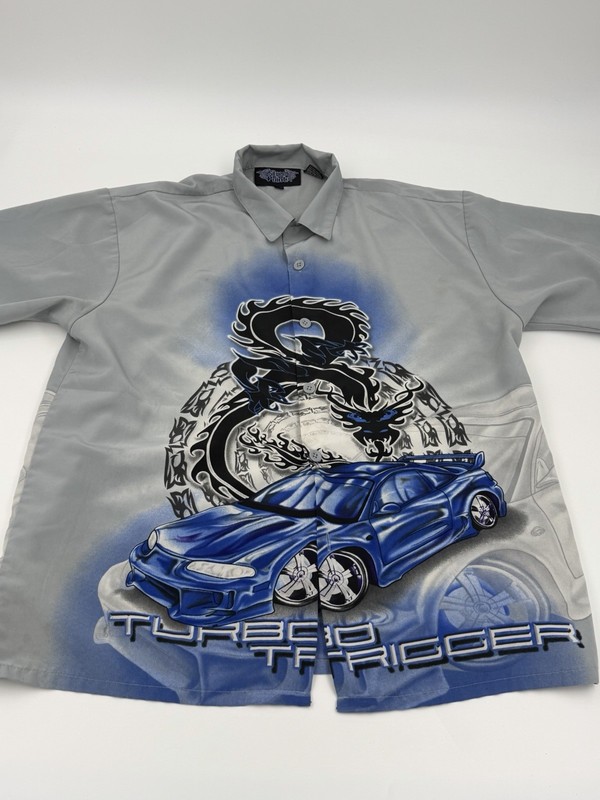 Silver Point Turbo Trigger Shirt XL Y2K Street Racing Graphic Korea