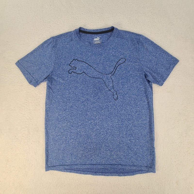 Puma Shirt Mens Medium Blue Athletic Gym Short Sleeve Casual Comfort