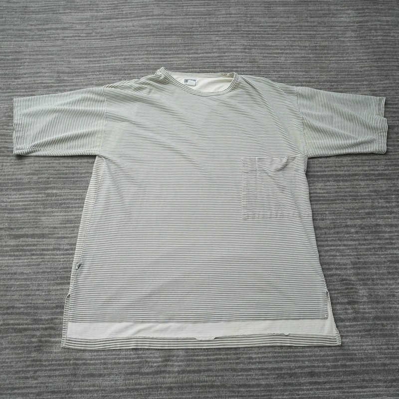 Union Bay T Shirt Men Striped Vintage Cotton Korea Short Sleeve White Large