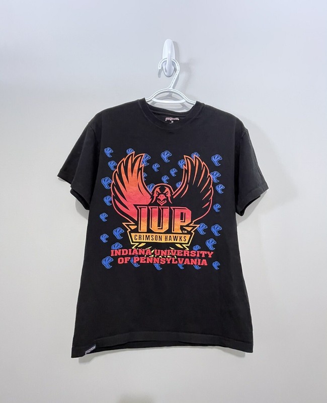 Jansport Graphic T-shirt Sz M Black IUP Crimson Hawks Indiana University PA
