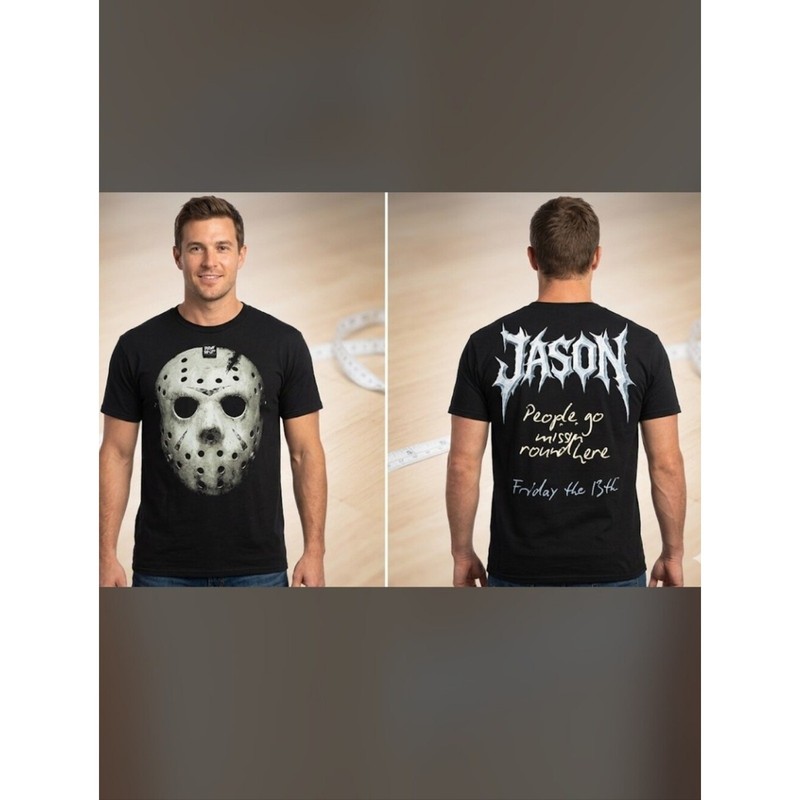 Friday the 13th Jason Voorhees Shirt Medium NWOT Horror Mask Graphic Tee Black