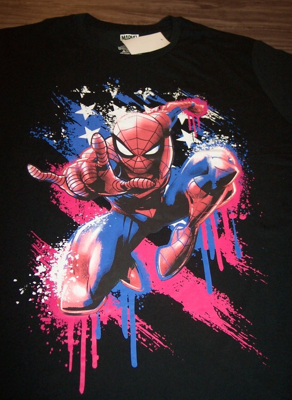 THE AMAZING SPIDER-MAN Spiderman American Flag T-Shirt MENS 2XL XXL NEW
