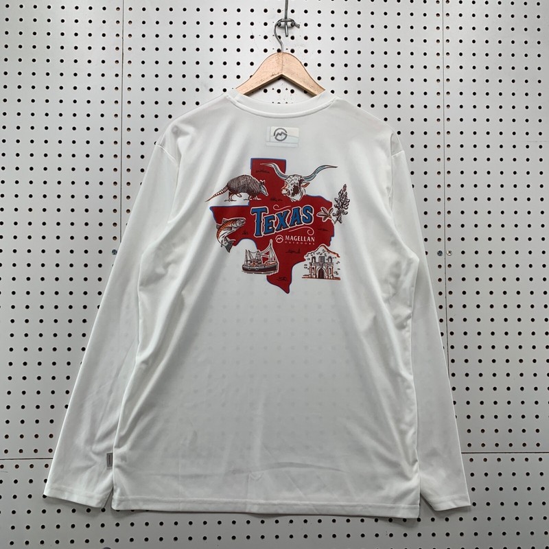 Magellan Outdoor Fish Gear Shirt Mens M TEXAS White Moisture Wicking 22×29