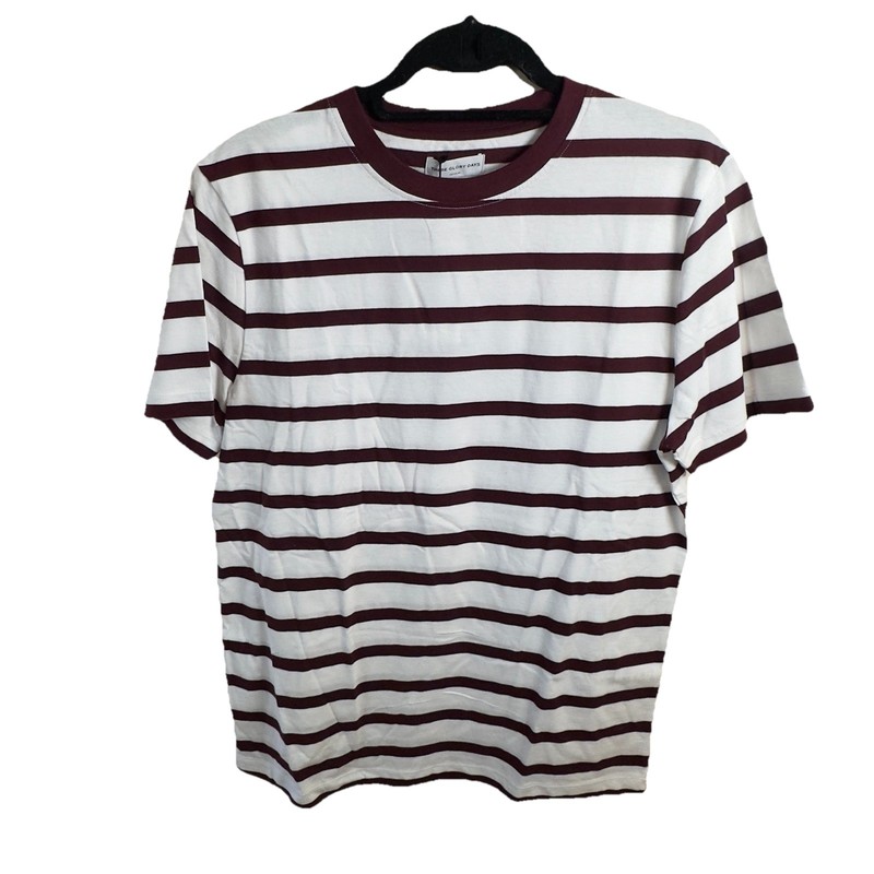 These Glory Days Scandinavia Striped T Shirt | Modern Classic | Burgundy White | gallery