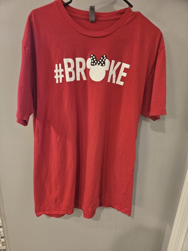 Next Level Apparel XL Red #BROKE Graphic Print Crew Neck Short Sleeve T-Shirt
