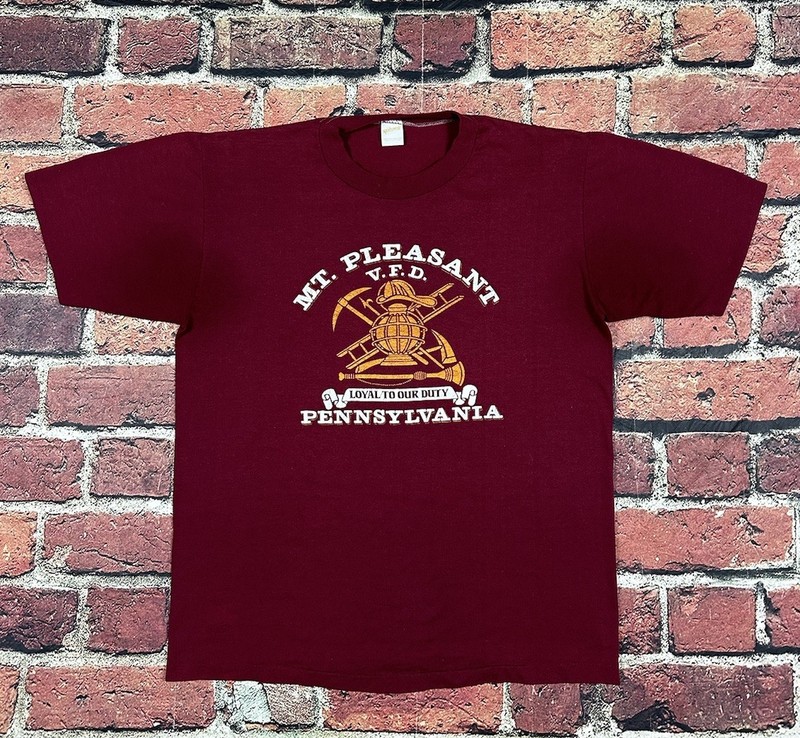 Vintage Volunteer Fire Dept 80s T Shirt Men’s Large Mount Pleasant PA Faded-Worn