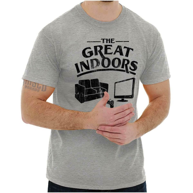 Funny Video Game The Great Indoors Introvert Mens Casual Crewneck T Shirts Tees