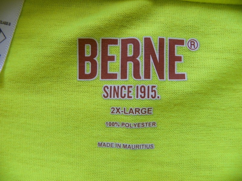 NWOT BERNE Safety Shirt Class 3 Level 2 Neon Yellow Reflective Stripe 2X gallery