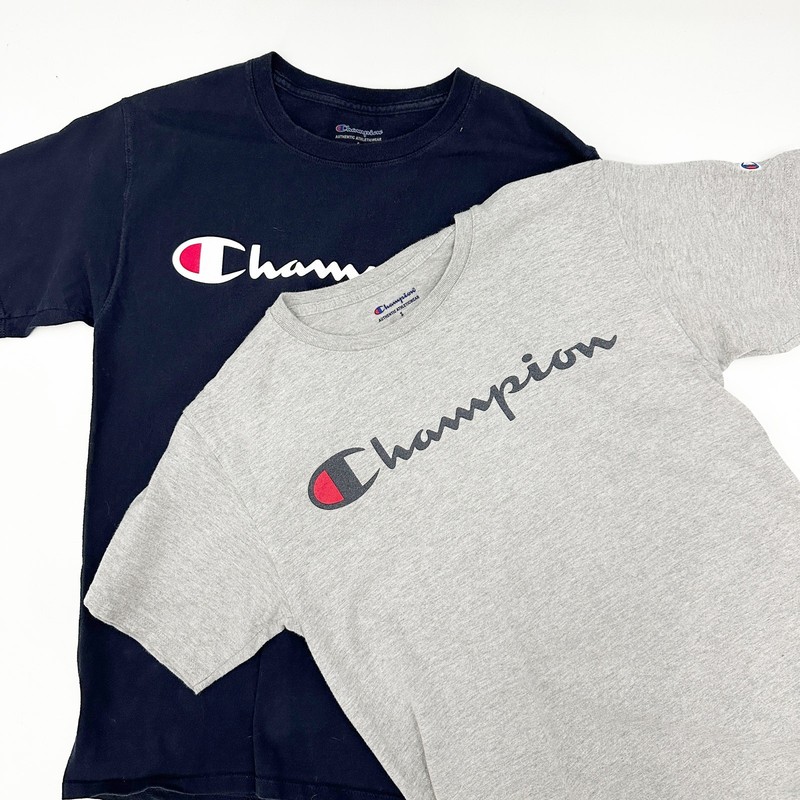 two Champion tees navy blue & gray T-shirts men’s SMALL athletic wear casual
