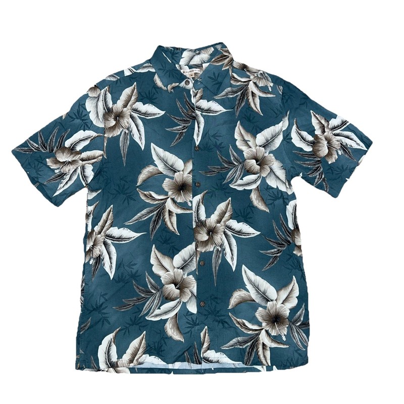 Burma Bibas Classic Fit Men’s Hawaiian Shirt Green Size Medium Rayon Floral
