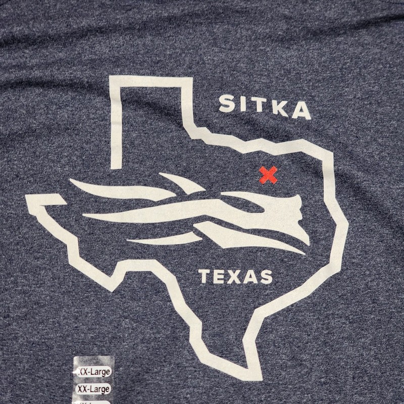 Sitka Men’s New Texas Logo T-Shirt XXL Outdoors Hiking Camping Hunting Blue NWT