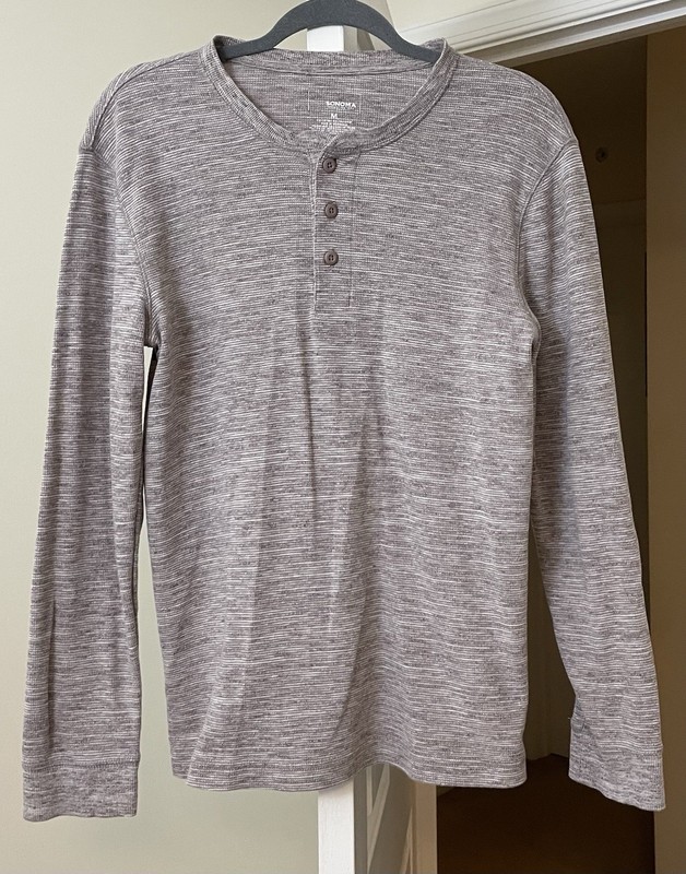 Sonoma Shirt Beige Henley Knit Pullover Casual Outdoors Long Sleeve Men’s Medium