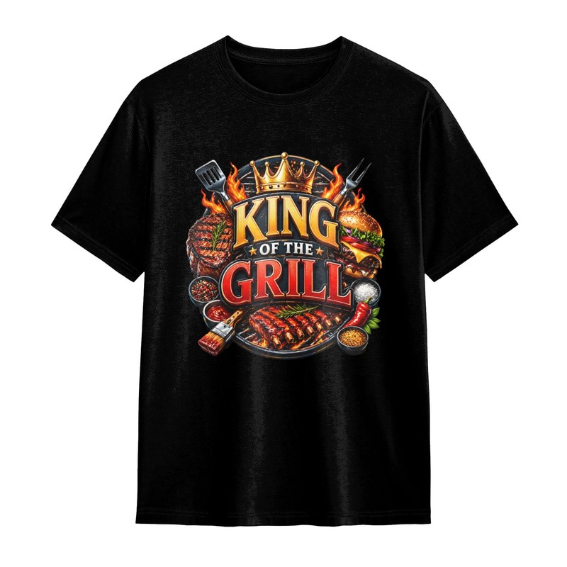 ‌King of the Grill T-Shirt BBQ Lover Gift Fun Father’s Day Apparel Men’s Shirt