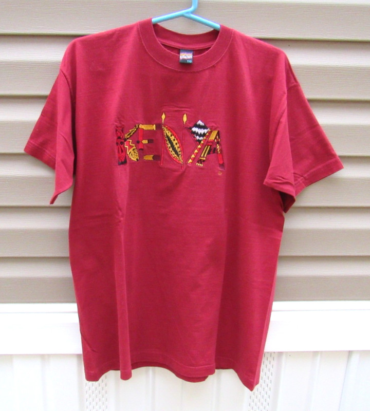 Dash Clothing vintage embroidered Kenya Africa short sleeve rust T shirt - Large