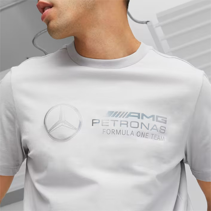 $55 PUMA MENS MAPF1 LOGO SHORT SLEEVE TEE MERCEDES SILVER SIZE LARGE NWT