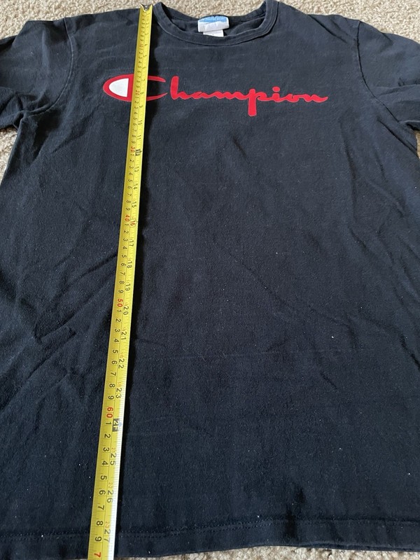 Champion Long Sleeve T-Shirt Black Red Graphic Logo Vintage Retro Medium JBHS gallery