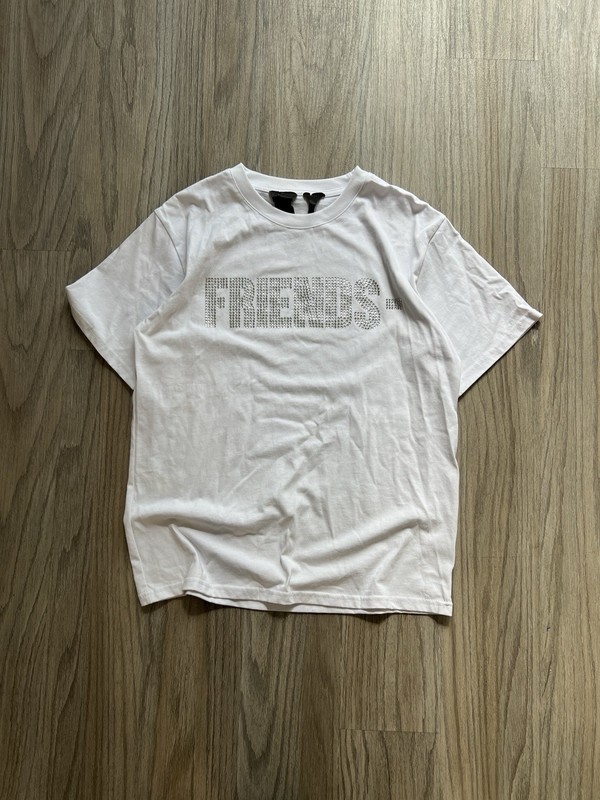 Vlone x Swarovski Men’s White “Friends” Rhinestone Logo T-Shirt Medium