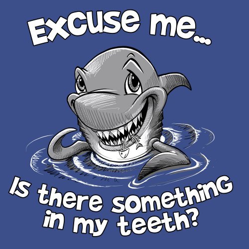 Shark T-shirt S M L XL 2XL Unisex Excuse Me Something In My Teeth Humor