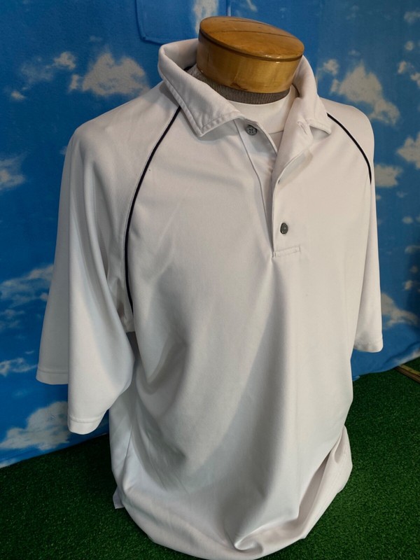 Footjoy Polo shirt Large White Golf Tennis Oronoque country club c41
