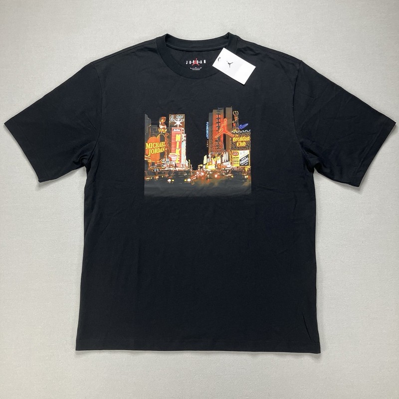 HQ9000-010 Nike Air Jordan Mens City Skyline Graphic T-Shirt Cotton Black Size L