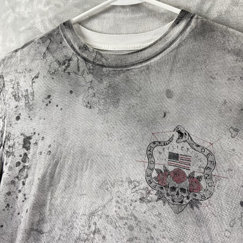Affliction T-Shirt men's Large Graphic Tee Skull Roses Y2K Crew Neck Tattoo Art gallery