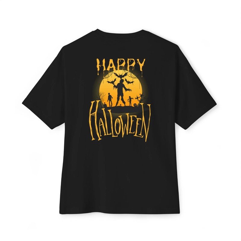 Halloween special back printed oversized round neck t shirt for Men gallery