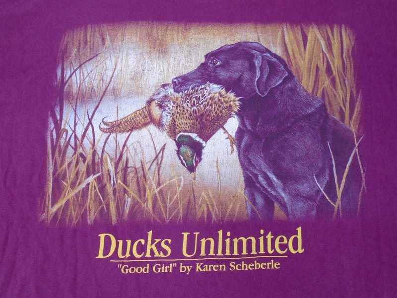 Vintage Ducks Unlimited T Shirt Sz L Black Lab Duck Graphic Hunting USA Made gallery