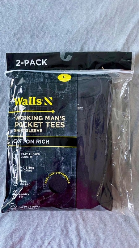 NEW Walls Short Sleeve Working Man’s Pocket Tees 2 Pack – Large