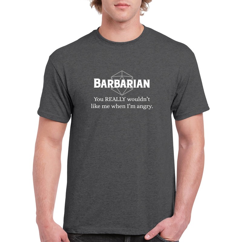 RPG Class Quote Barbarian - Tabletop Game Fantasy T Shirt - Dark Heather gallery