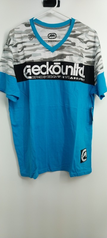 NWT ECKOUNLTD LOGO T- SHIRT ATOMIC BLUE CAMO EO31K806 XL