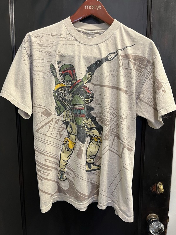 Star Wars Boba Fett Shirt, Sarlacc pit, Jabba The Hutt, Mandalorian, Used Large.