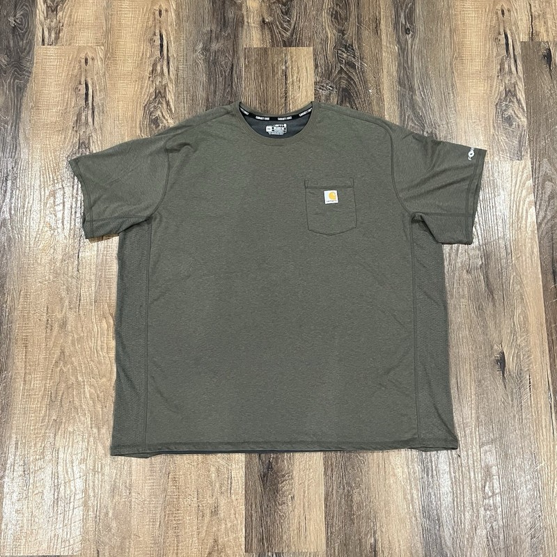 Carhartt Force Pocket T-Shirt Mens 4XL Olive Green Army Relaxed Fit TK6652-M