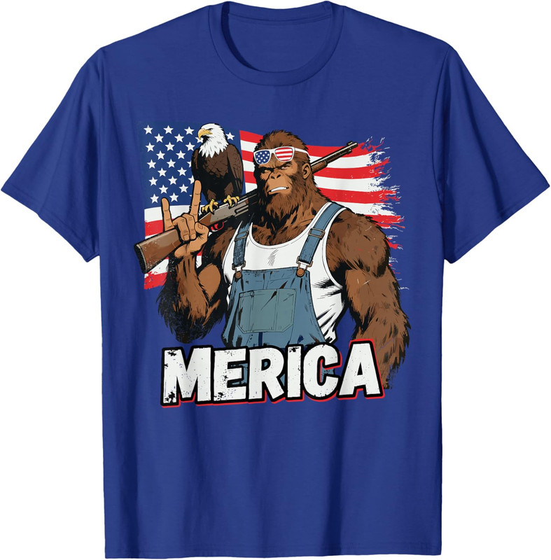 Bigfoot Merica Rock USA Flag Patriotic Sasquatch 4th of July T-Shirt gallery
