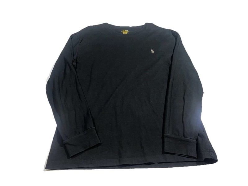 Polo Ralph Lauren Shirt Mens Medium Black Long Sleeve Tagless Logo Jersey Tee