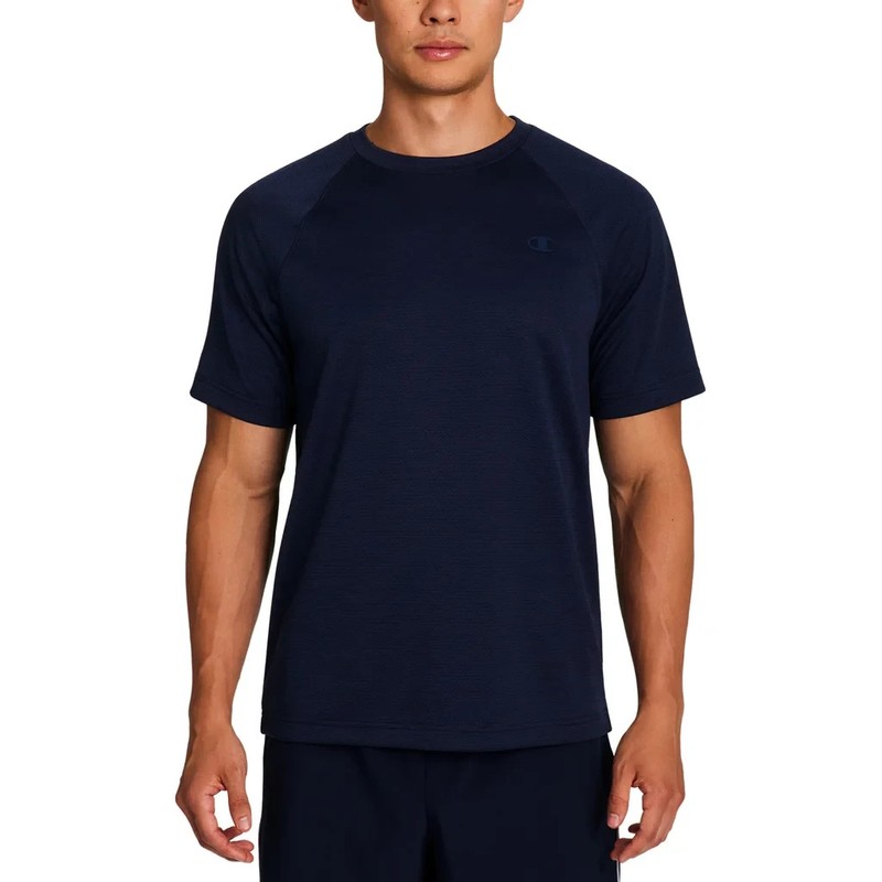 Champion Men’s Active Raglan T-Shirt Moisture-Wicking- Crew Black /Navy/ Green