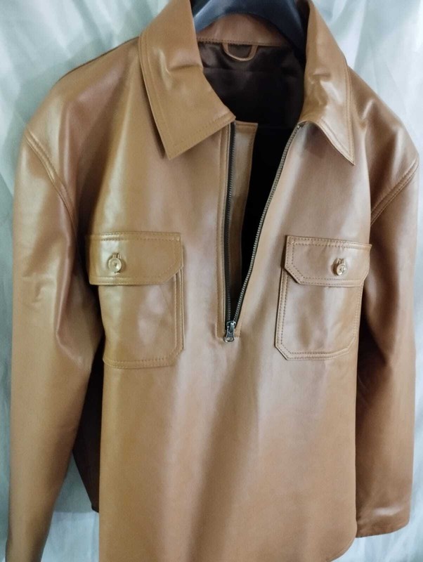 New men’s & boys brown leather T-Shirt. Real Soft Sheepskin leather Jacket. XL