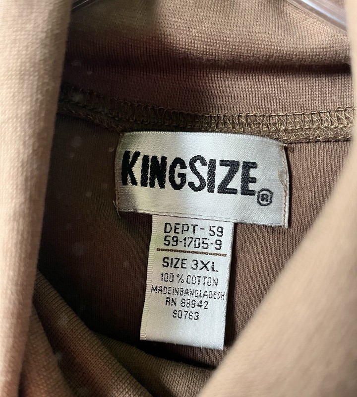 KingSize Men's Sz 3XL 100% Cotton Turtleneck Long-Sleeve Tee Brown gallery