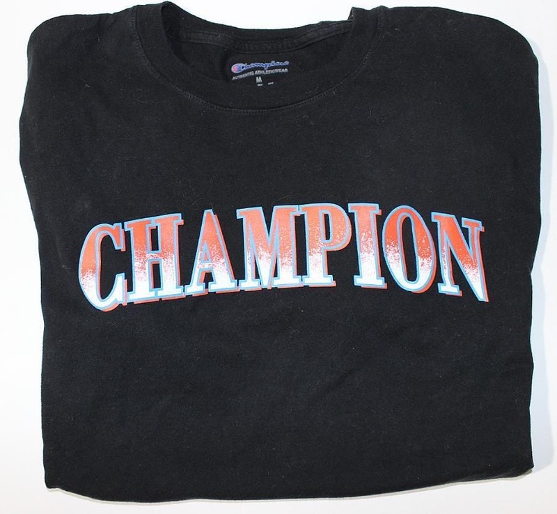 NEW Champion Athletic Wear T Shirt Top Men’s Medium Short Sleeves Black w Logo