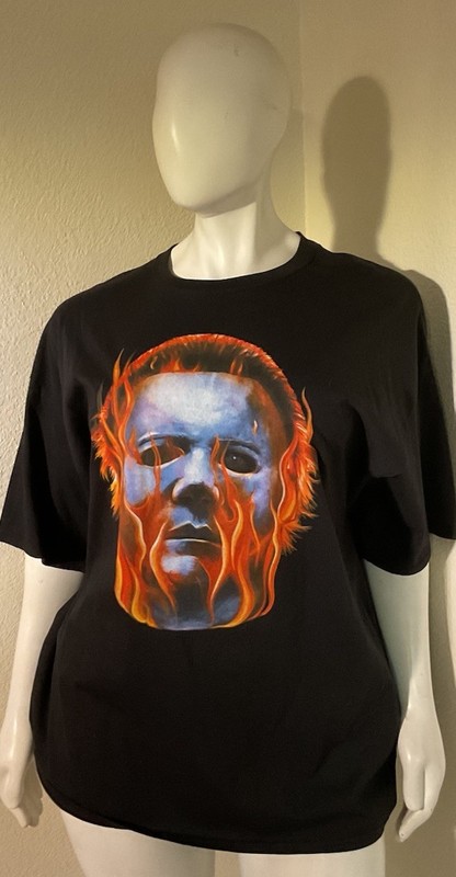 Michael Myers Mask In Flames Black T-Shirt Brand New 3X gallery