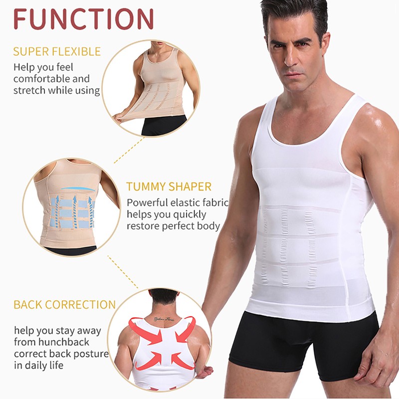 Men's 3 Pack Compression Shirt Slimming Body Shaper Vest Gym Workout Tank Top gallery