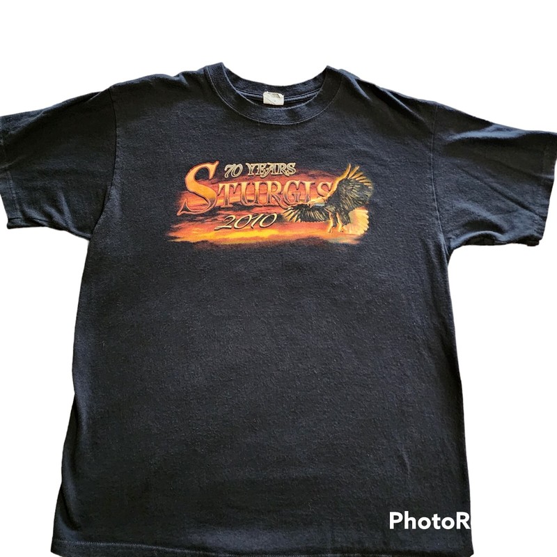 Anvil Size Large Sturgis 2010 Motorcycle Black Hills Rally Biker Tee T Shirt