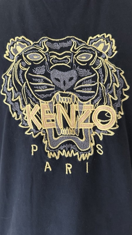 Vintage Kenzo Paris Black Gold Tiger Head T-Shirt Men’s Size M Embossed gallery