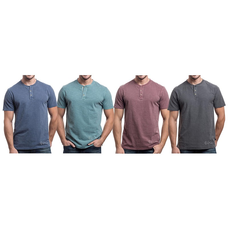 NWT LEE Premium Select Texture Stripe Henley Short Sleeve Shirt Vintage Wash $42