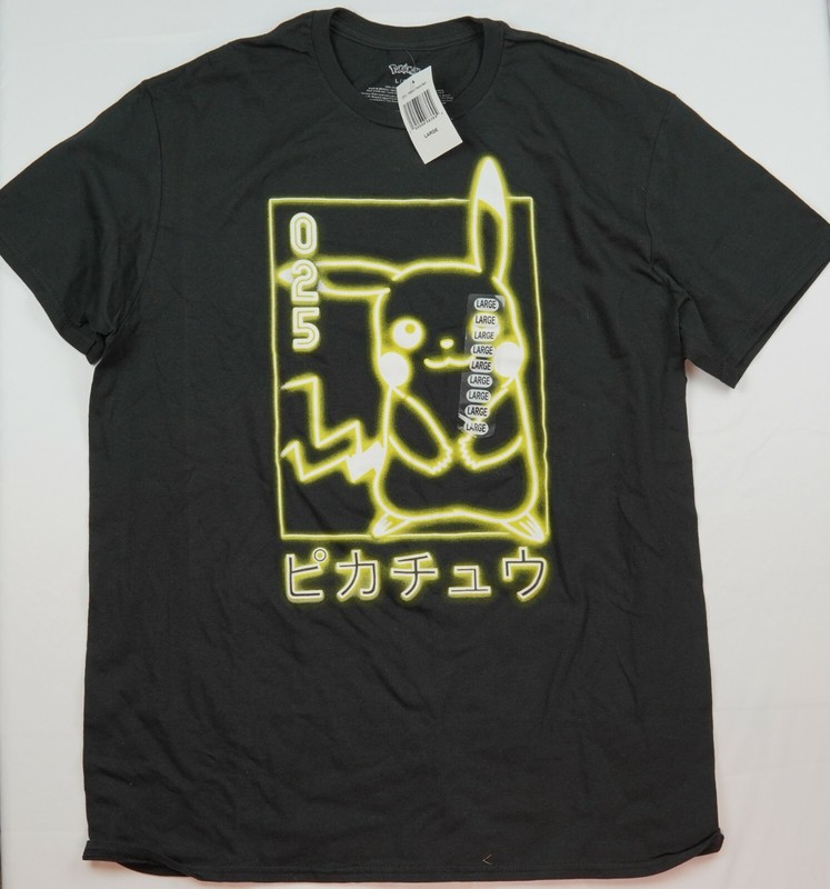 Pokemon Pikachu 025 Shirt Neon Japanese Logo MEN’S T Shirt S M L XL 2XL