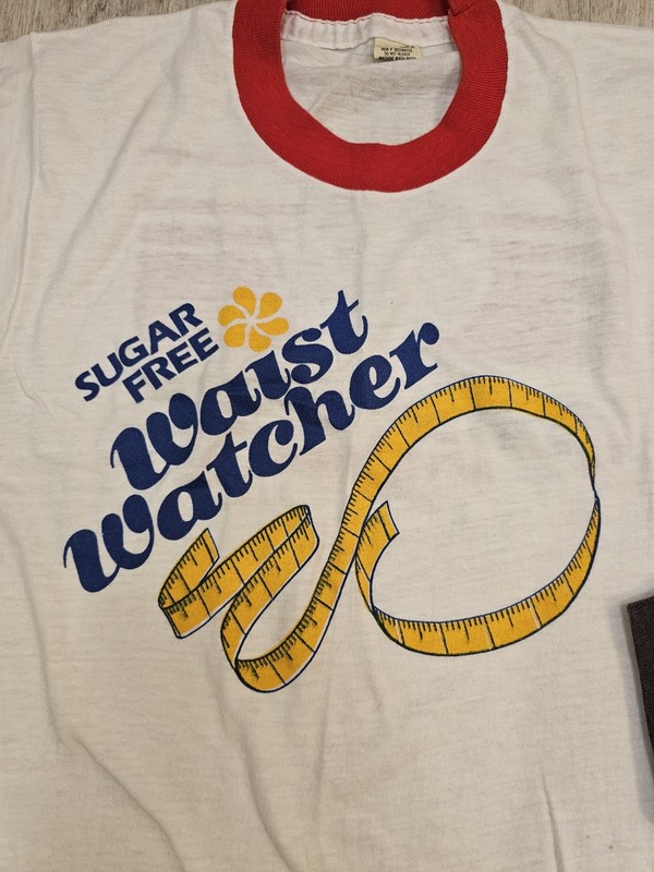 Vintage 80s Graphic Print 'Waist Watcher' T-shirts, Size M (38-40) gallery