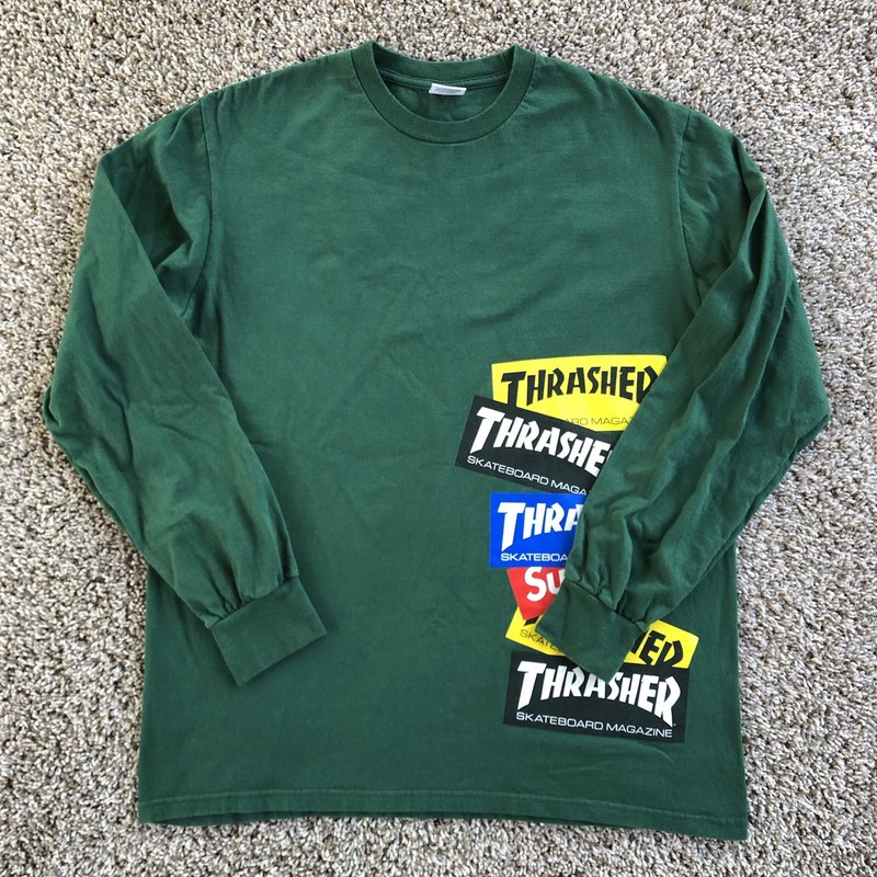 Supreme x Thrasher Multi Logo L/S Tee Adult M Green Fall/Winter 2021 Collection