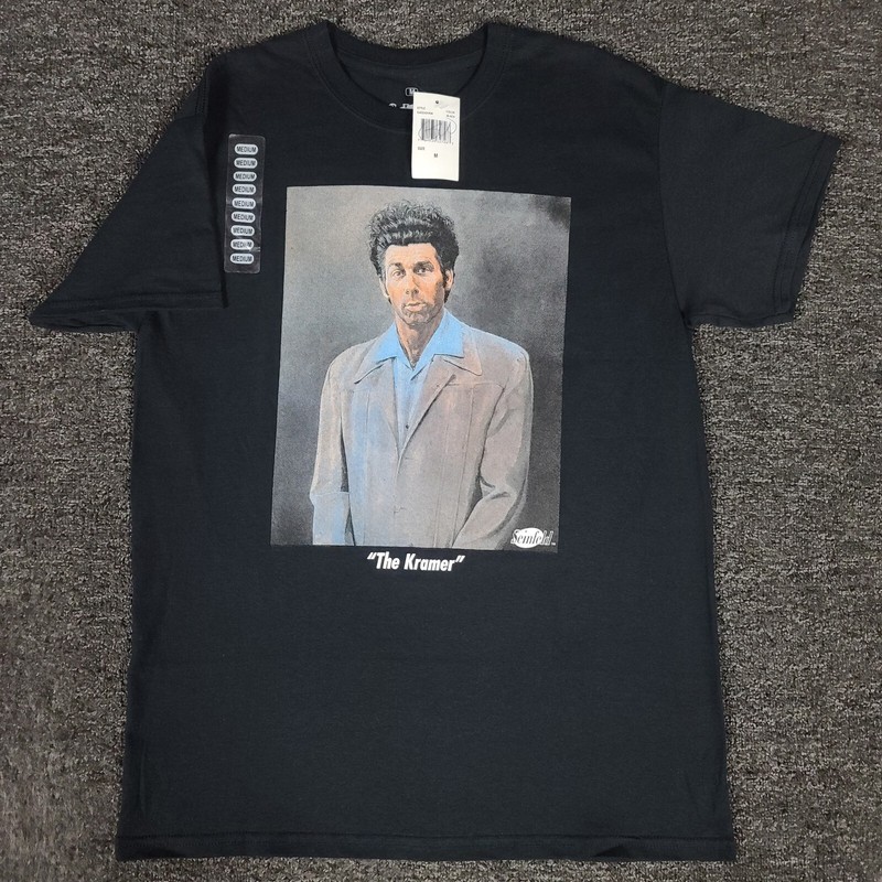 Seinfeld Shirt Mens Medium Black “The Kramer” Portrait Graphic Comedy Show Crew