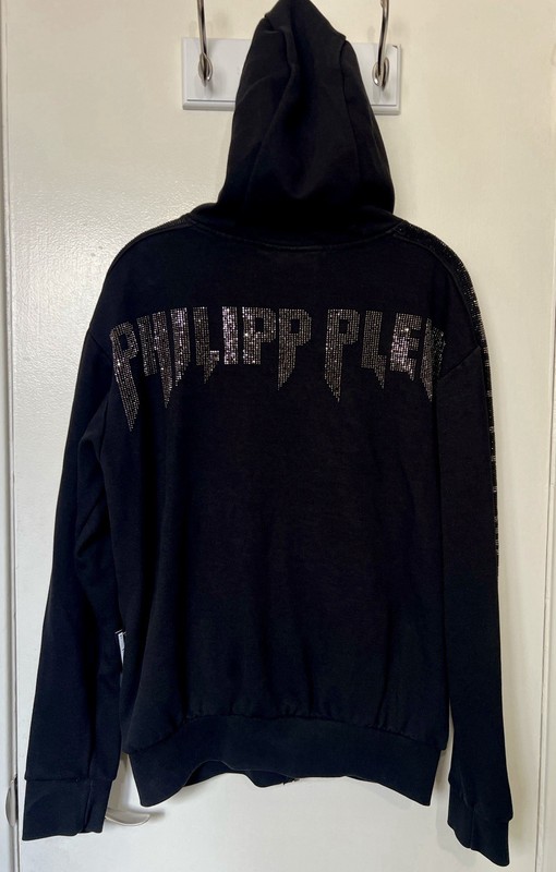 Philipp Plein Track Jacket M Black Rhinestone Logo Limited Edition Italy