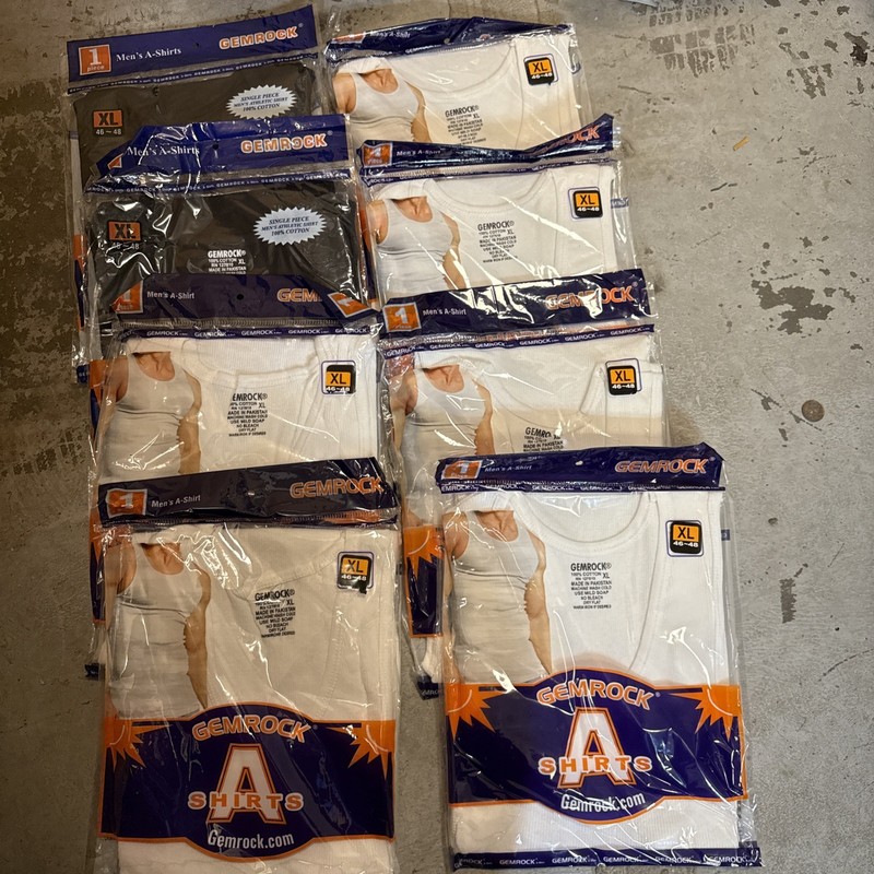 6 Large White A Shirt/ Tang Top Special,Individually Wrapped. gallery
